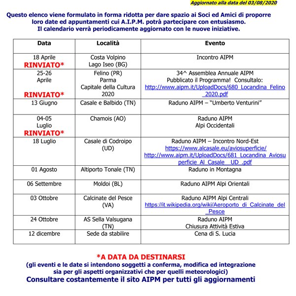 Calendario 2020